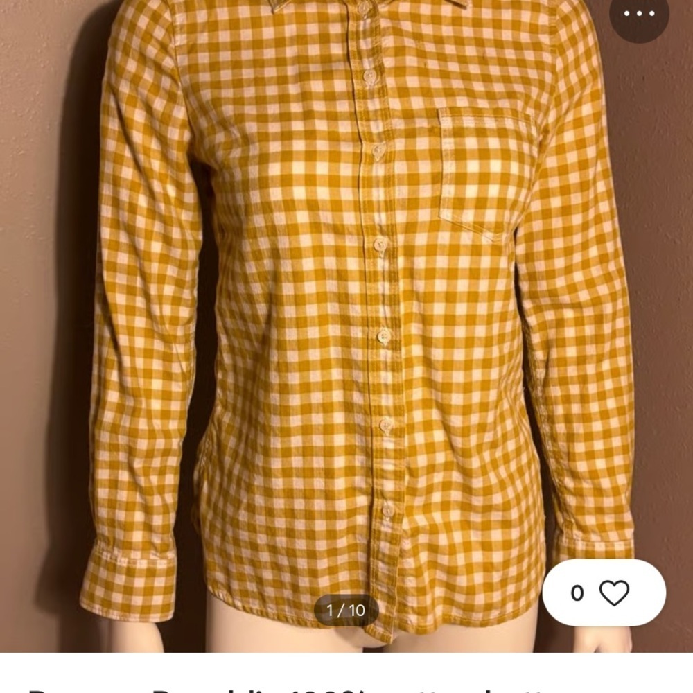 Banana Republic Gold White Gingham Check Button Down Shirt - Picture 3 of 7